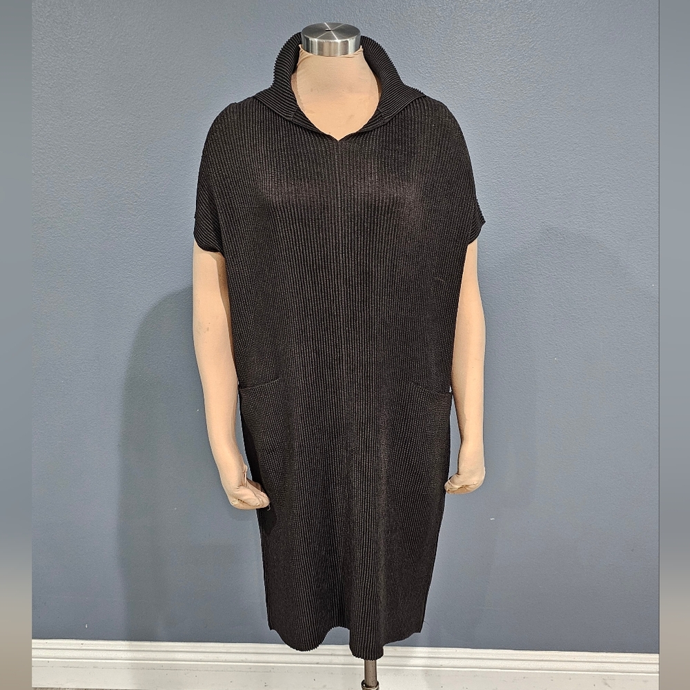 SPECCHIO Women Black Pleated Tunic Midi Dress US M/L Japanese sz 40